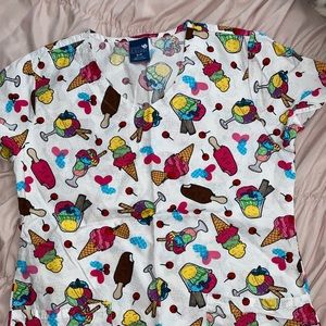 White printed scrub top!